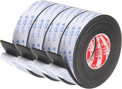 PATIKIL Sponge Rubber Foam Tape, 5/8" W x 1/8" t x 16.4ft l Self-Adhesive Foam Insulation Tape Weather Stripping for Window Door Soundproofing Weatherstrip AC Seal Strip, Black