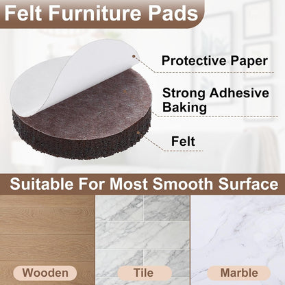 uxcell Furniture Pads, 24Pcs 1.25" - Round Self Adhesive Felt Furniture Pads, Floor Protectors for Furniture Feet Chairs Legs Hardwood Floors (Brown)