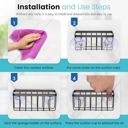 HLOOL Sponge Holder for Kitchen Sink, Kitchen Sink Sponge Holder,Sink Caddy,Dish Soap Holder （Mat Silver）