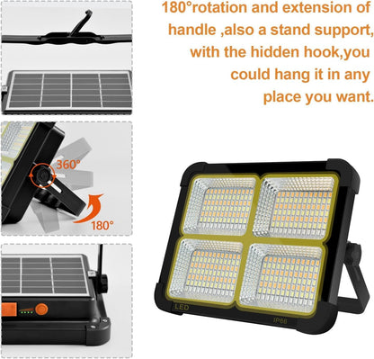 Portable LED Work Solar Light 100W 16500mAh 10000 LM with Stepless Brightness Job Site Battery Rechargeable LED Floor Light for Emergency Worklight for Hurricane