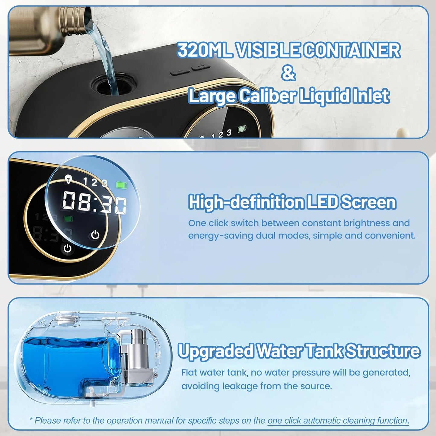 Automatic Soap Dispenser, 320ML Touchless Smart Hand Soap Dispenser, 3 Adjustable Soap Levels, Rechargeable Wall Mounted Electric Foam Soap Dispenser for Bathroom Kitchen Office (White - T1)