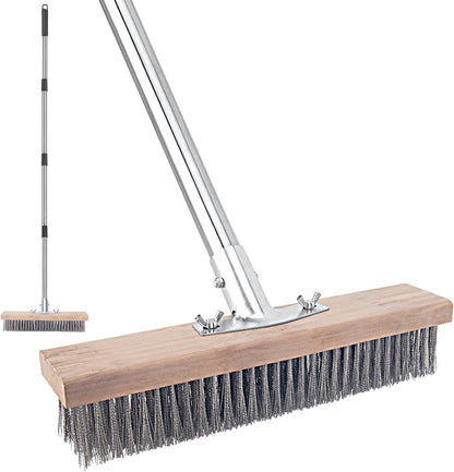 Floor Scrubber Brush with Long Handle for Deck Cleaning, 52'' Stiff Bristle Scrub Broom for Shower, Bathroom, Boat, Concrete, Carpet, Garage