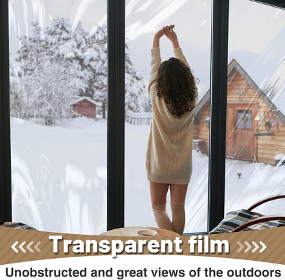 87×118in Patio Door Window Insulation Kit for Winter- Thicken Indoor Large Window Plastic for Winterizing, Clear Window Covering Shrink Film with Double-Side Tape to Keep Cold Out