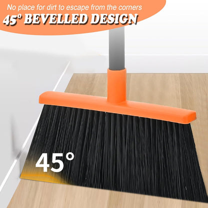 Heavy-Duty Adjustable Angle Broom with 56" Steel Handle - Ideal for Home, Garage, Kitchen, Bathroom, Office, and Outdoor Use - Durable & Efficient Cleaning Tool for Hard Floors (Red)