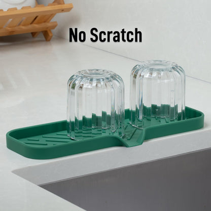 Zulay Kitchen (9x3.5in) Sponge Holder for Kitchen Sink - Flexible Heavy-Duty Multipurpose Sink Caddy - Counter Organizer for Kitchen, Bathroom, Makeup, Trinkets & More! (Grey)