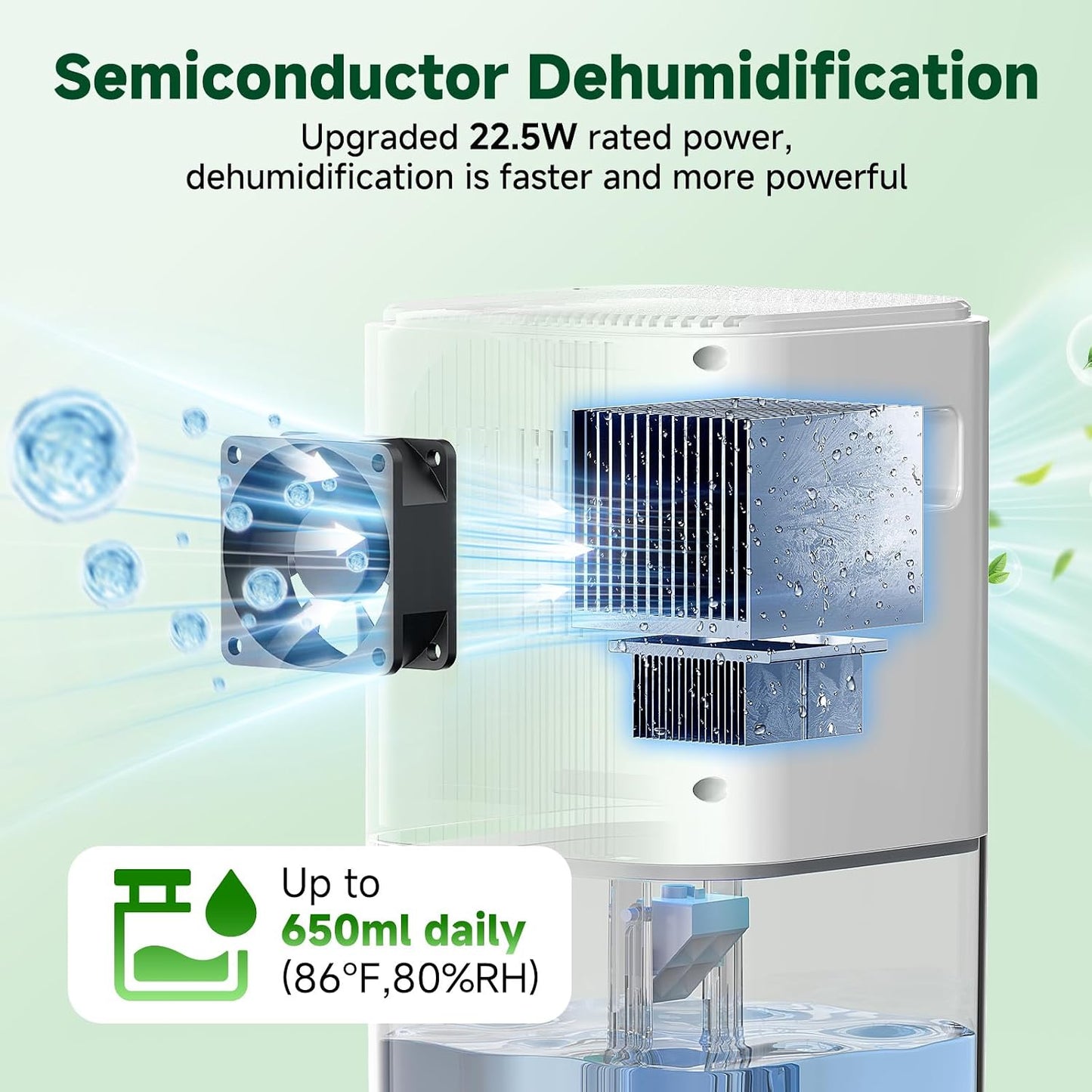 Dehumidifier, 60 OZ Water Tank Dehumidifiers for Bathroom Bedroom with Auto Shut Off & Defrost Timer Sleep Mode and 7 Colors LED Light, Quiet Small Dehumidifiers for Home Room Closet RV (White)