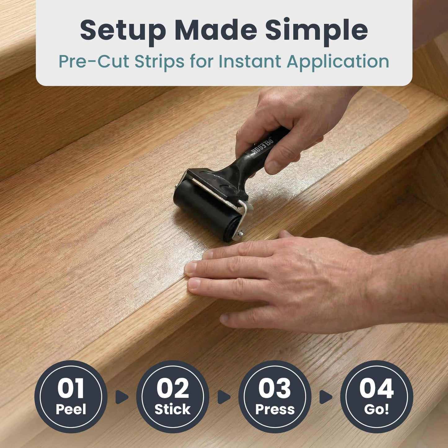 PELEGON Outdoor Stair Treads Non-Slip for Wooden Steps (12 Stairs) 6"x30" Heavy Duty Waterproof Anti Slip Traction Tape, Black Grip Tape Treads Outdoor for Wood, Decks, Ramps