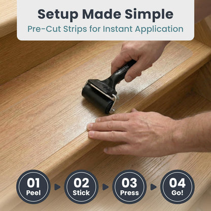 PELEGON Outdoor Stair Treads Non-Slip for Wooden Steps (12 Stairs) 6"x30" Heavy Duty Waterproof Anti Slip Traction Tape, Black Grip Tape Treads Outdoor for Wood, Decks, Ramps