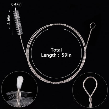 Flexible Drain Brush-Extra Long Pipe Inner Nylon Cleaner Tool for Cleaning Plumbing/Refrigerator/Sink Tube 150cm/59inch (2 PCS)