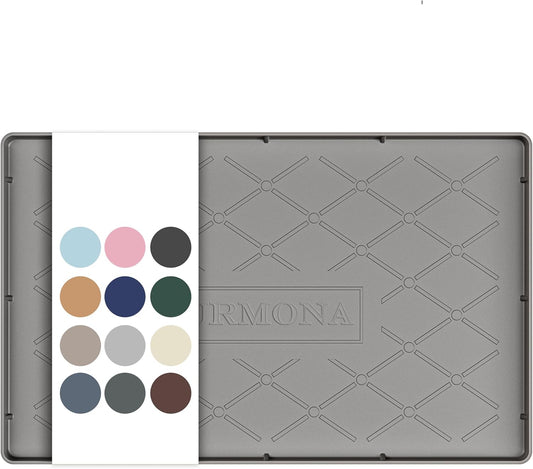 URMONA 28" x 22" Waterproof Silicone Mat in Multiple Sizes & Colors, Under Sink Mat for Kitchen & Bathroom, Pet Food Pad for Dogs & Cats, Kitchen Cabinet Liner, Multi-Purpose for Storage(Light Grey)
