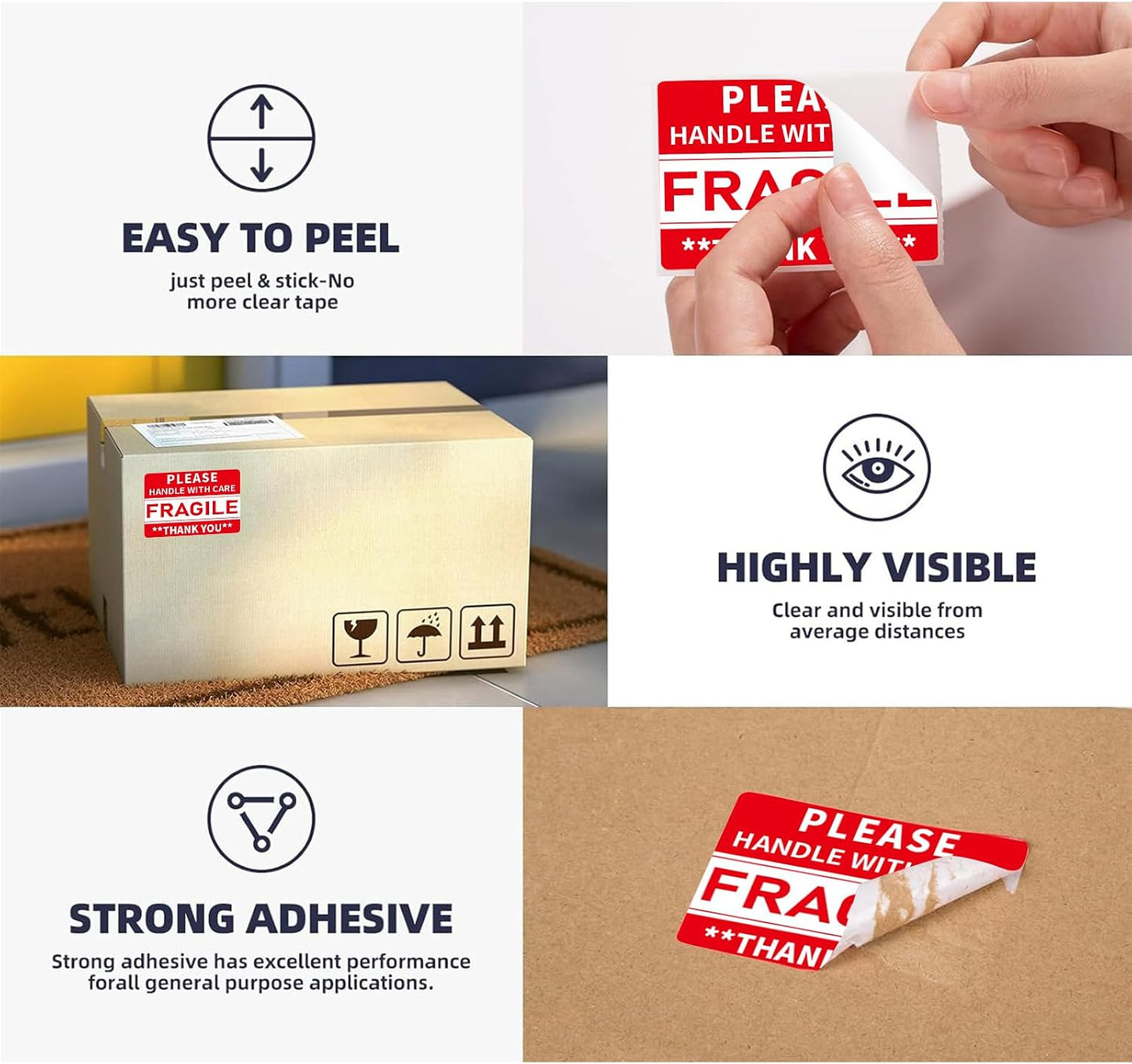 320 Count Home Moving Labels- 3 x 2 inches, Removable Packing Box Stickers, 8 Designs Waterproof Color Coded Moving Stickers with Fragile and Blank Labels