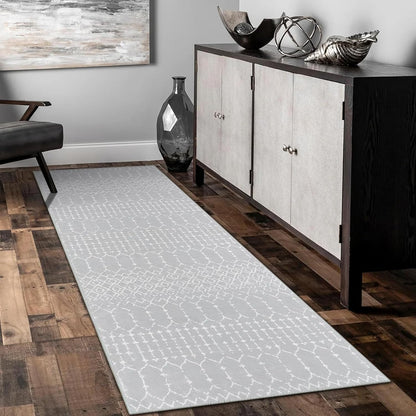 Lahome Moroccan Entry Rug 2x3, Non-Slip Washable Front Indoor Door Mat Rubber Backing Low-Profile Door Rugs, Small Geometric Print Distressed for Entryway Bathroom Kitchen, Black Hana