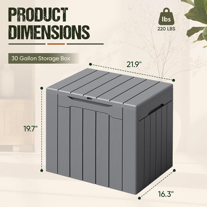 Flamaker Resin Deck Box 120 Gallon Waterproof Large Outdoor Indoor Storage Box Imitation Wood Resin for Patio Furniture Garden Tools and Pool (Black)