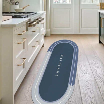 Rubber Bath mats Quick-Drying Non-Slip Bathroom mat Super Absorbent Bath mat Instant Dry Bath mat, Bathroom Rug in Front of The Kitchen Sink, Shower Room, Bathtub, Oval(Grey+16.9x26.7in)