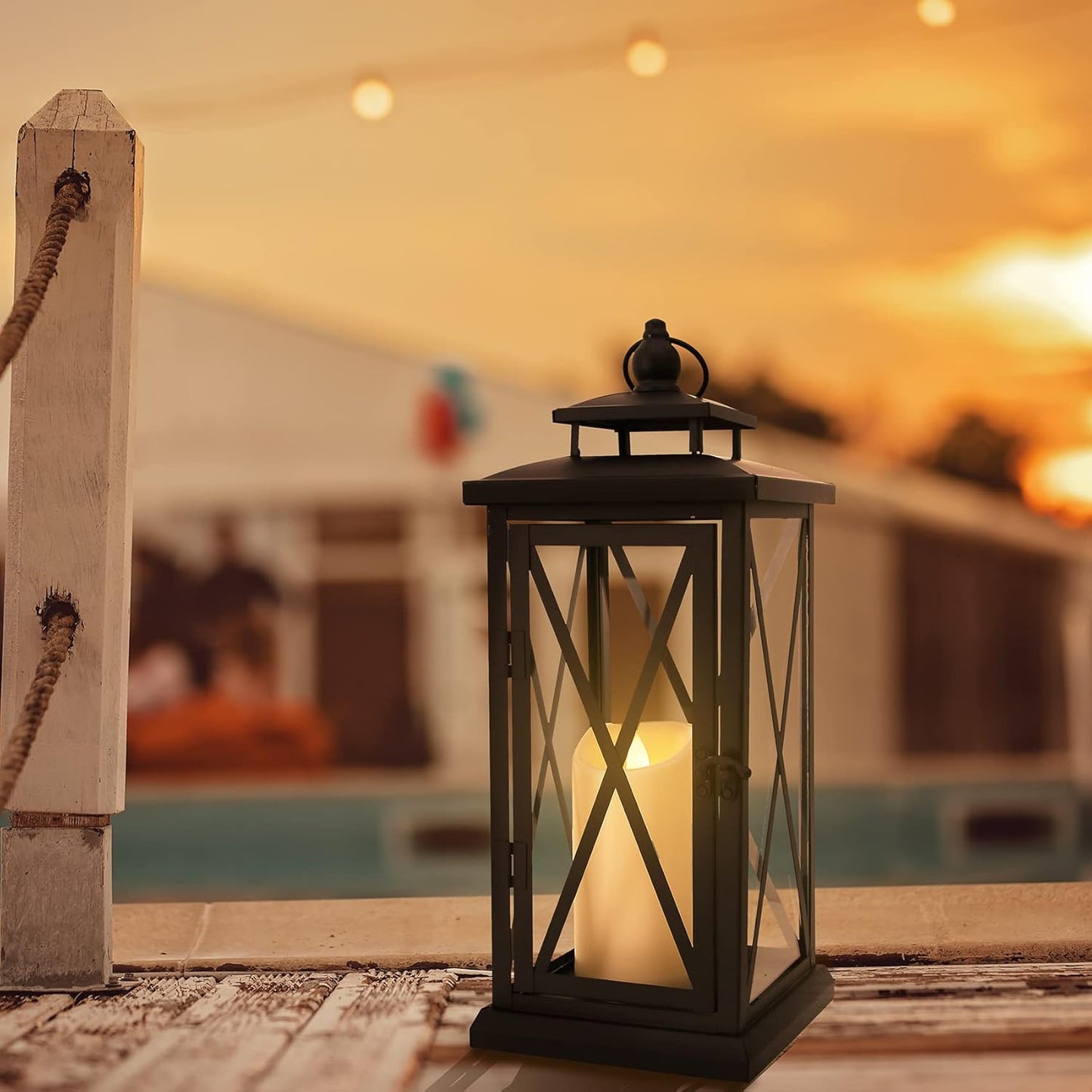 Flameless Flickering Candles with Remote and Timers, 1000 Hours Waterproof Outdoor Indoor Battery Operated LED Pillar Candles, Ivory Plastic, Set of 3(D 3" x H 4" 5" 6")