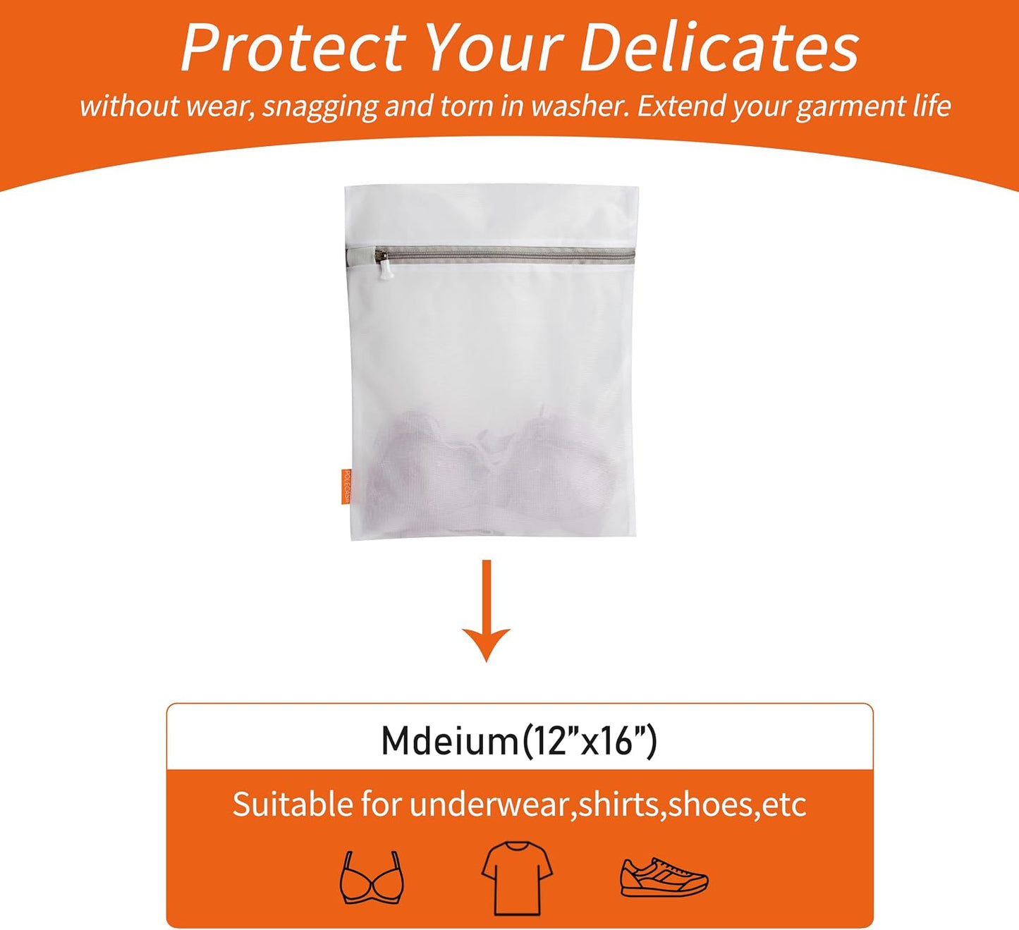 Polecasa Mesh Laundry Bags 3 Pack (Large, Medium, Small) | Durable Zipper, For Delicates, Lingerie, Bras, Underwear, Protect Garments in Washing Machine