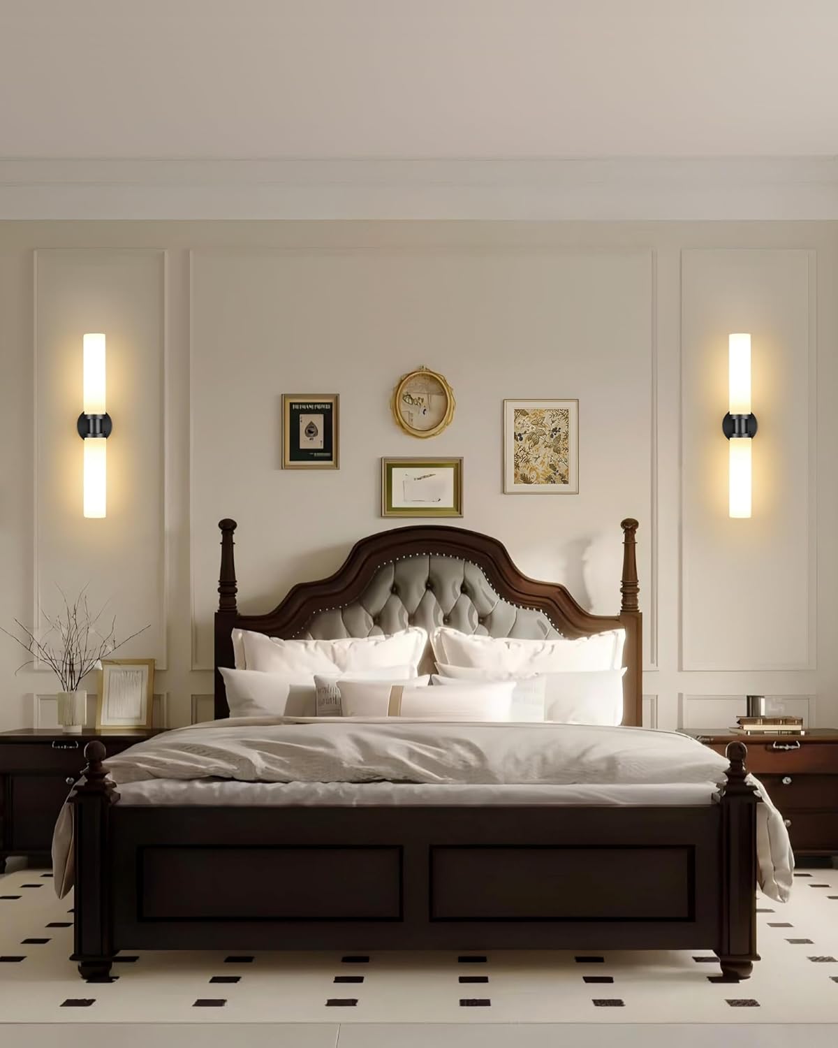 Battery Operated Wall Sconce Set of 2, 10000mAh Rechargeable Wireless Wall Lights Remote Control, Cordless Timer Dimmable Glass Wall Lamps for Living Room Bedside Entryway Emergency Gold 16.5 Inch