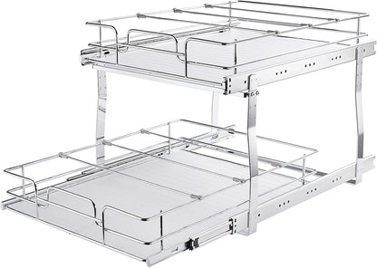 VEVOR Pull Out Cabinet Organizer, 12"W x 21"Dx15.2"H Heavy Duty Slide Out Pantry Shelves, Chrome-Plated Steel Roll Out Drawers for Home,13.5"Wx22"Dx19"H Inside Kitchen Cabinet, Bathroom, Under Sink