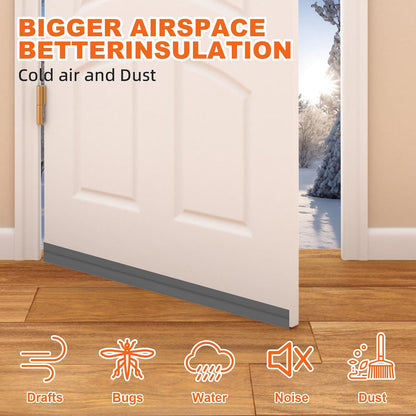 Door Draft Stopper, Door Sweep for Bottom of Door, Weather Stripping Door Seal Gap Filler Bottom Blocker Soundproof Cold Air Insulation Save Energy Installs Quickly and Easily (White, 39‘’)