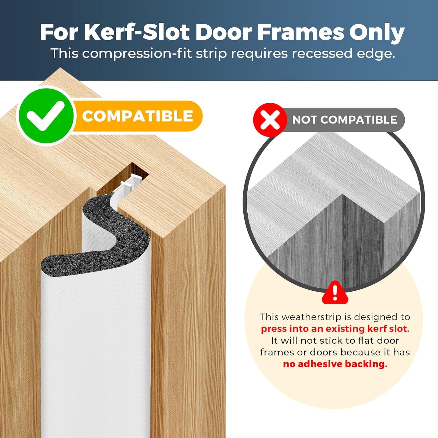 40FT Weather Stripping Door Seal, Kerf Style Foam Strip for Large Gaps, with Scraper Tool for Exterior and Interior Frames, White