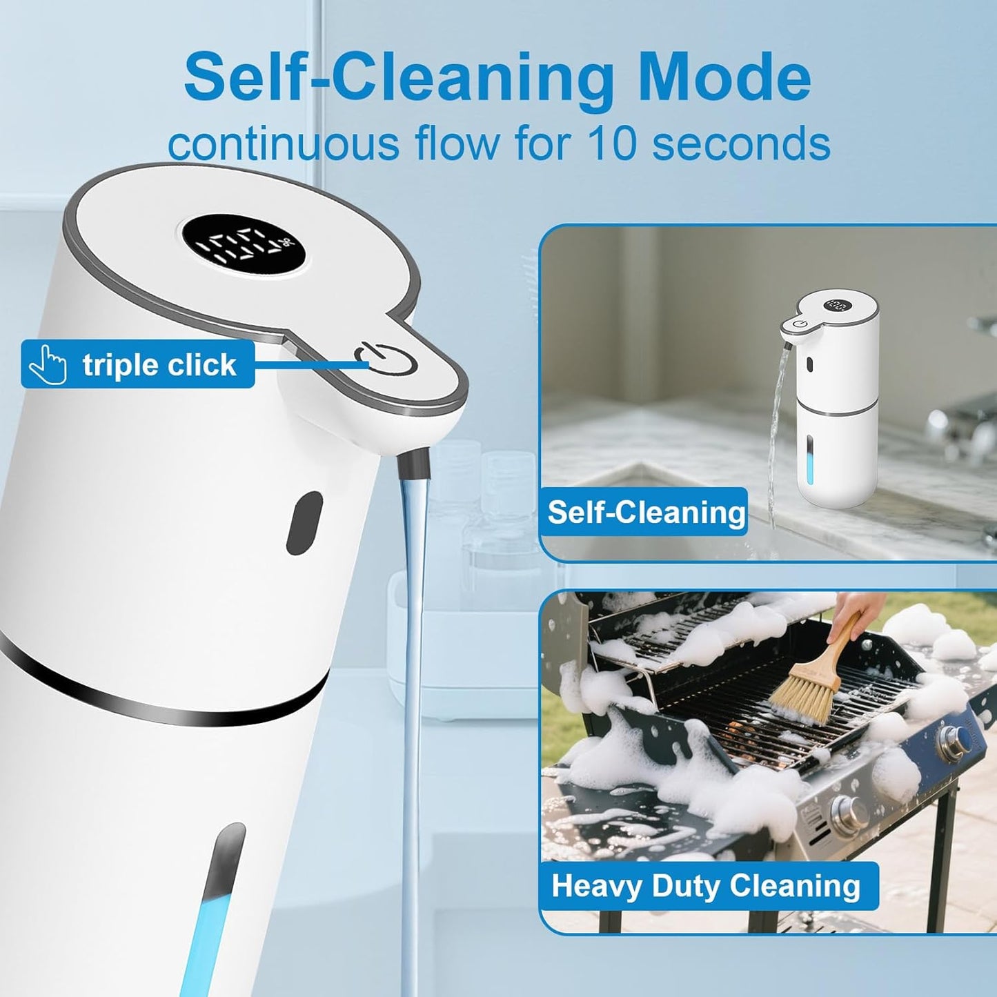 OHIFAST Automatic Foaming Soap Dispenser Touchless, USB Rechargeable Smart Hand Soap Dispenser, 6-Level Adjustable, 12.8oz/380mL Wall Mounted for Bathroom Kitchen Dish Soap-White