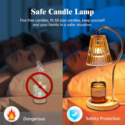 Elenhome Candle Warmer Lamp with Adjustable Height, Stepless Dimming Function-Home Decor Lamp, Metal Candle Lamp for Jar Candles, No Flame Scented Candle Warmer with 2 Bulbs (Black)