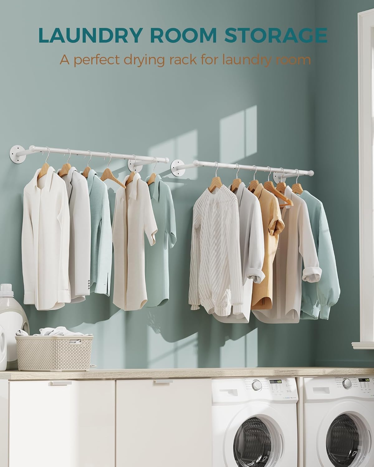 OROPY 33" Industrial Pipe Clothing Rack, Wall Mounted Clothes Rack | Closet Rods for Hanging Clothes, Multi-purpose Hanging Rod for Laundry Room, Bedroom and Closet Storage