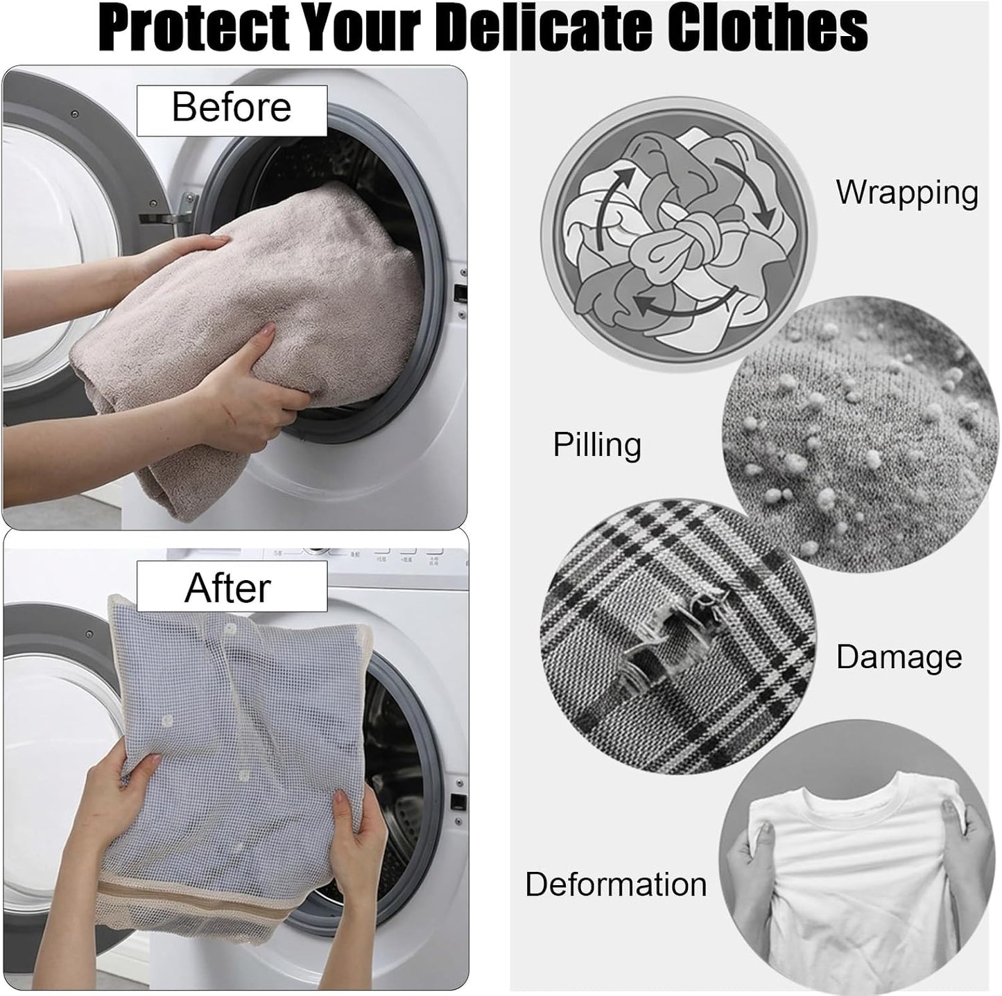 4PCS Mesh Laundry Bags for Delicates, Laundry Bags Mesh Wash Bag | 12x16 Inch Medium Cotton Bra Washing Protector Wash Bag with Sturdy Zipper for Bras, Lingerie, Socks, Clothes