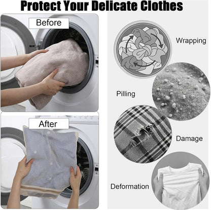 4PCS Mesh Laundry Bags for Delicates, Laundry Bags Mesh Wash Bag | 12x16 Inch Medium Cotton Bra Washing Protector Wash Bag with Sturdy Zipper for Bras, Lingerie, Socks, Clothes