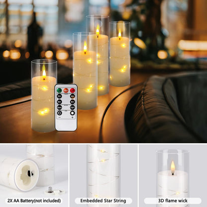 YOROXRG Set of 24 Waterproof Outdoor Flameless Candles, LED Candles with 4 Remote and Timer,(H 4" 5" 6" x D 2.2"),for Christmas,Halloween,Wedding,Festival