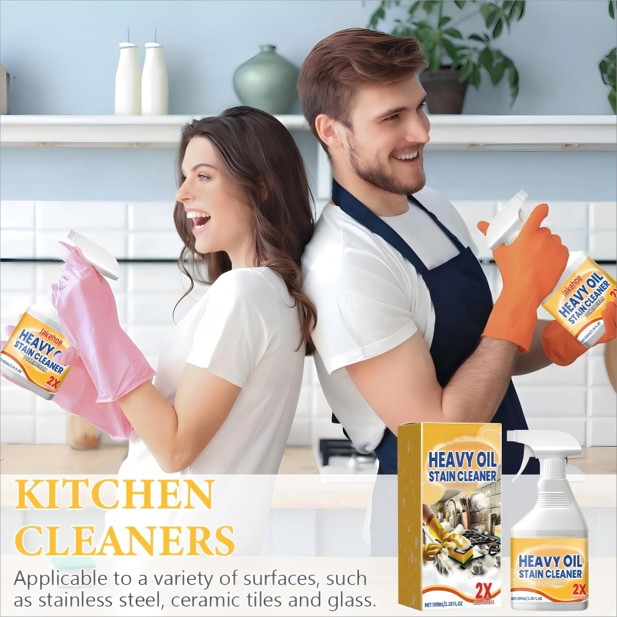 Wanban Kitchen Heavy Oil Cleaner - Heavy Duty Degreaser Cleaner Spray for Stubborn Oil Stains for Kitchen Surfaces All Purpose Cleaning
