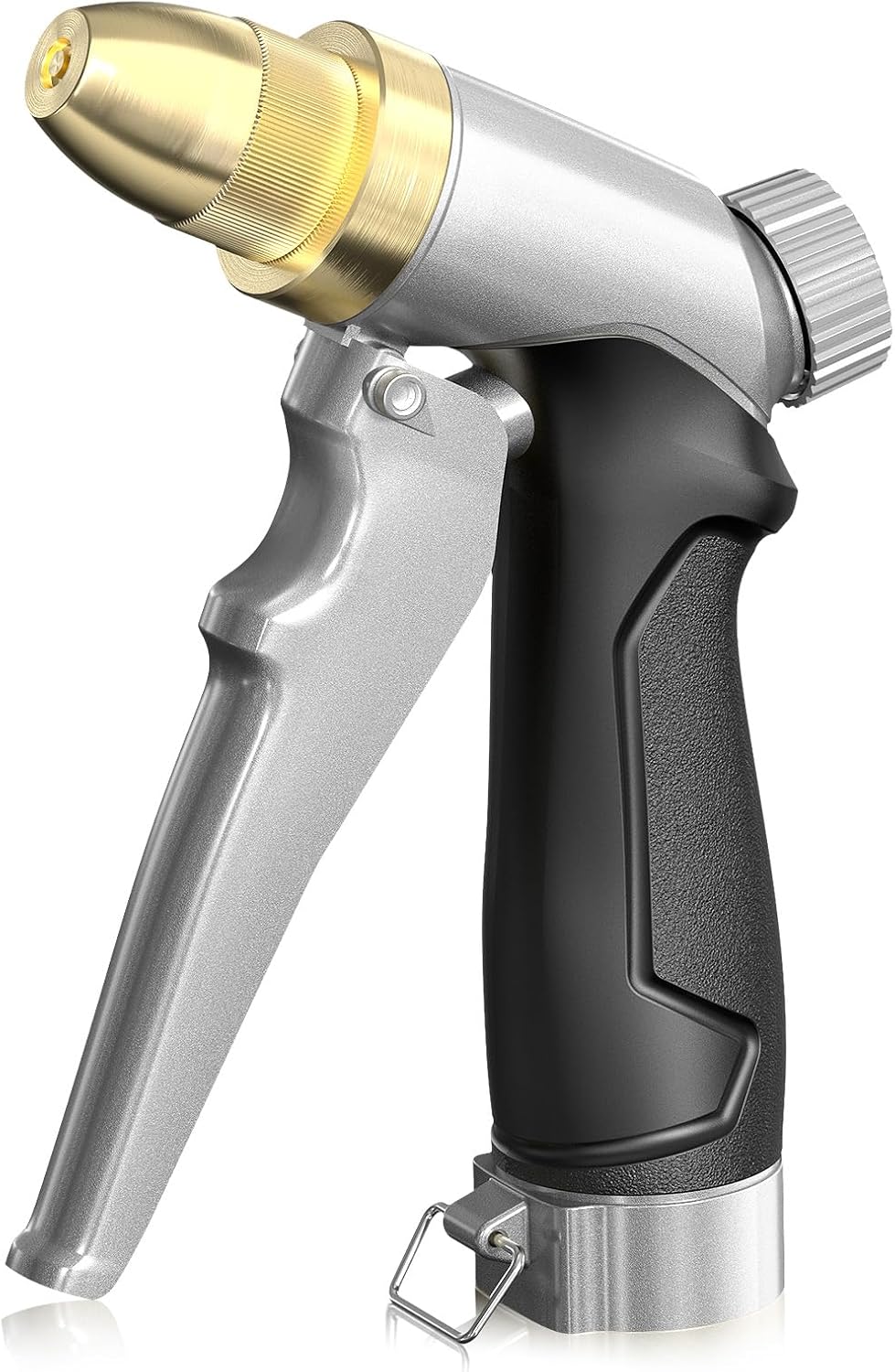 RAINPOINT Garden Hose Nozzle, 100% Heavy Duty Metal Hose Sprayer, High Pressure Water Hose Nozzle with Adjustable Spray Patterns and Flow Control for Watering Plants, Car Washing, Pet Washing, Gold