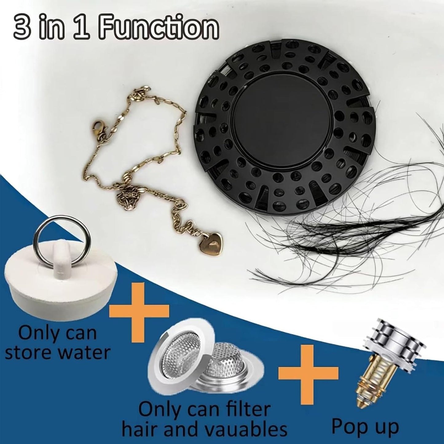 AzWzz Bathroom Sink Stopper,Sink Hair Catcher,Bathroom Sink Drain Strainer Pop Up Drain Cover Plug,Universal for 1.1 to 1.65in Sink Drain Hole