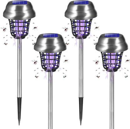2026 Solar Bug Zapper Outdoor Waterproof Mosquito Repellent Outdoor Patio Mosquito Trap & Killer for Backyard, Garden, Farm, Solar Powered Fly Zapper for Small Flying Insect, Gnats, Flies, Moths(4)