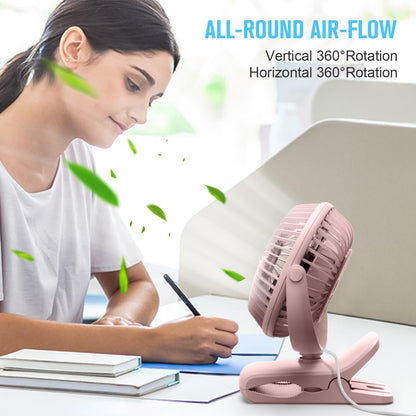 BESKAR Clip on Fan, Portable Small Desk Fans with Strong Airflow, 3 Speeds with Personal Fans Sturdy Clamp, Quiet Desk Fan & Clip Fan with USB Cord Powered - No Battery