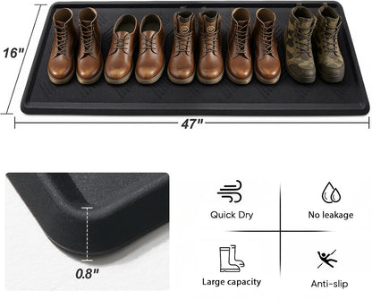 HIYARD Rubber Boot Tray, Shoe Tray for Entryway, Multipurpose Boot Mat, Shoe Mat Indoor and Outdoor, 16x27.5,Black