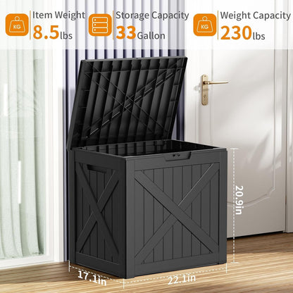 DRATO 180 Gallon Outdoor Storage Box, Large Waterproof Deck Box, Lockable Resin Storage Container with Reinforced Support for Patio Cushions, Garden Tools, UV-Resistant Outdoor Chest（Black，180 Gallon）