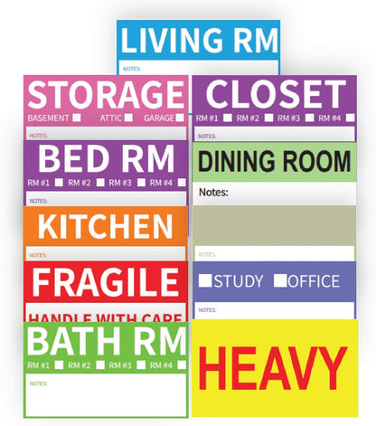 AIPackNFind 300 Count 3.4x2 Moving Labels for 1-4 Bedroom – Color Coded Stickers for Packing Boxes – 11 Room Designs – Waterproof & Tear Resistant – Removable Adhesive – Blank Labels for Custom Notes