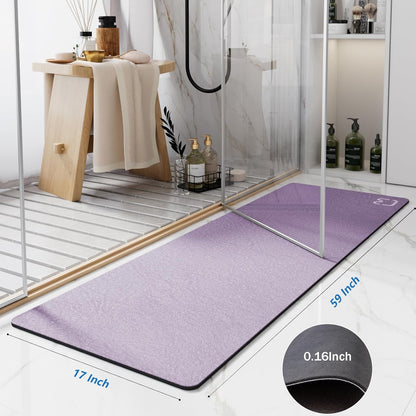 Diatomaceous Earth Bath Mat Rugs Super Absorbent Diatomite Stone Bath Mat Non Slip Quick Dry Thin Bathroom Mat Fit Under Door, Floor Rugs in Front of Bathtub, Shower Room, Sink,15.7"x23.6", Grey
