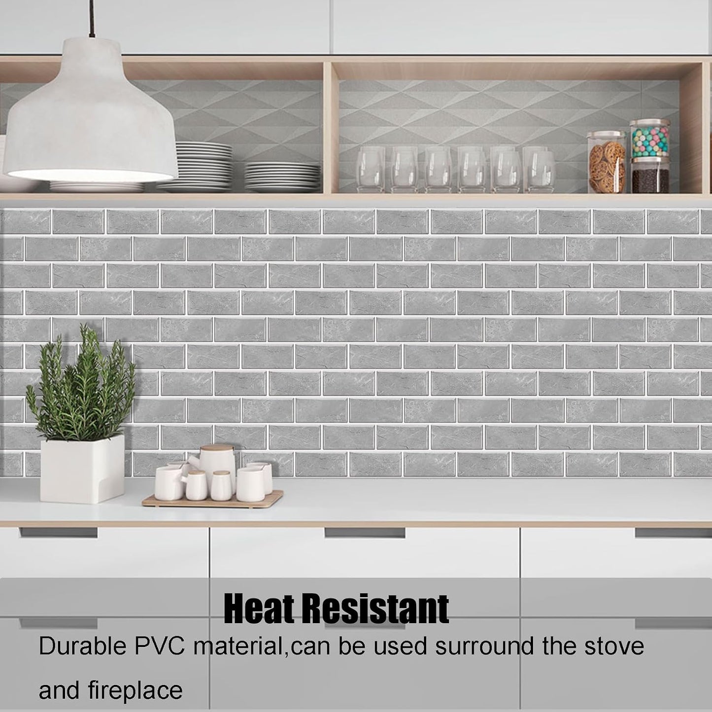12-Sheet White Peel and Stick Wallpaper, Subway Tile 6''x12'' Self Adhesive Wall Tiles Waterproof PVC Stick on Backsplash Vinyl Decorative Tiles Stickers for Kitchen Bathroom