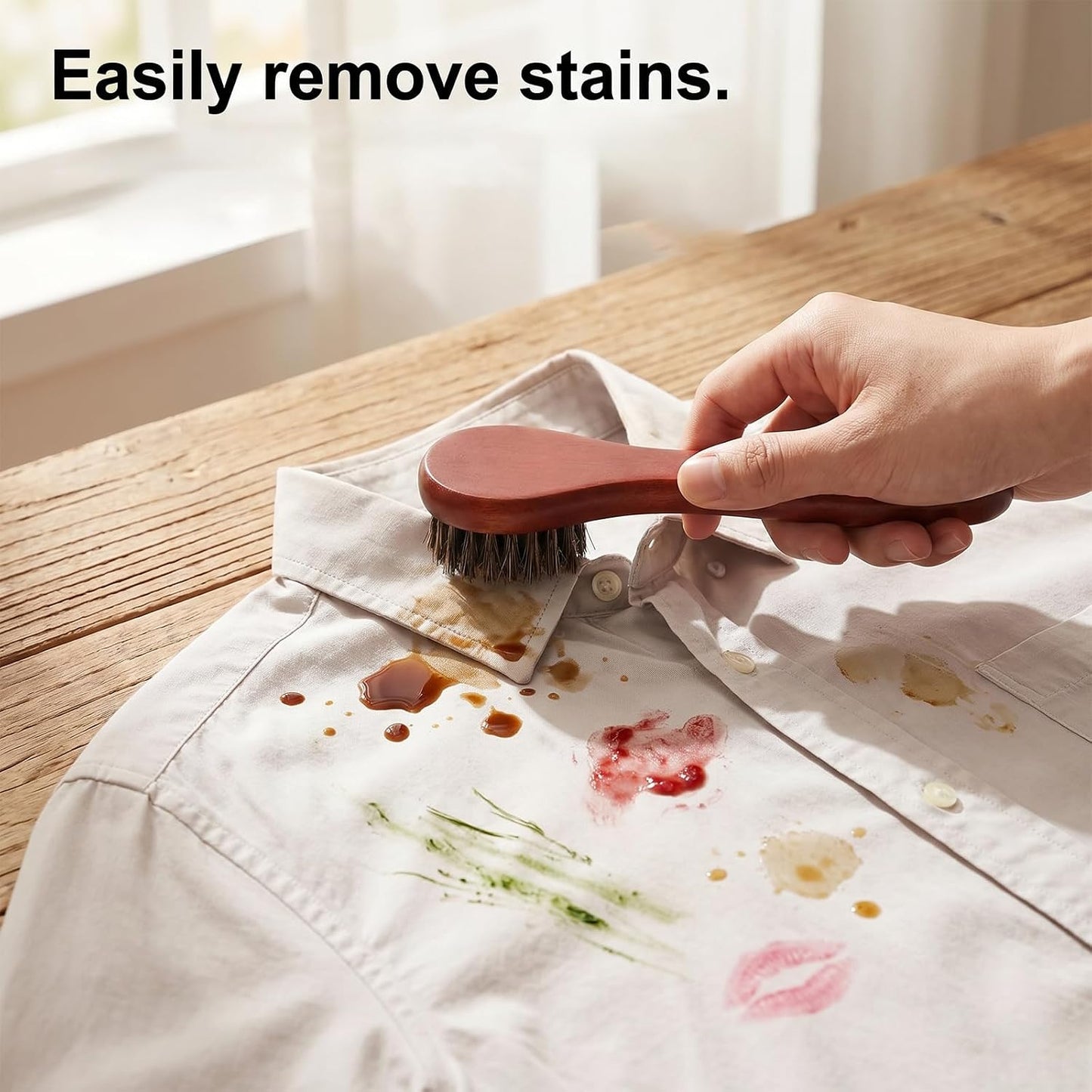 3pcs Stain Remover Dauber Brushes Wood Laundry Stain Brush | Wood Laundry Brushes for Stains on Clothes Shoes Small Stain Brush for Scrubbing Stains from Furniture Fabric Leather