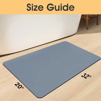ACCUMTEK Non Slip Bath Mat, Thin Bathroom Rugs Fit Under Door, Quick Dry Bath Mats, Machine Washable Bath Rugs for Bathroom, Bathtub & Kitchen, Grey/Bordered/24 x17