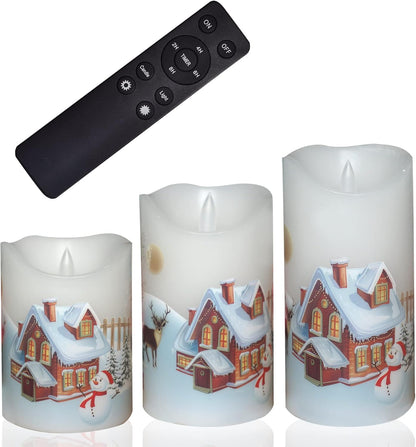 Battery Operated Flameless Candles with Remote Timer Real Wax Realistic Bright Flicker Flickering Electric Electronic LED Pillar Lights Home Wedding Party Decorations Set of 3 Rustic Texture Gray Grey