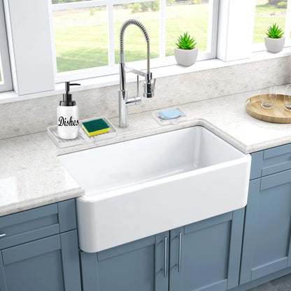 Kitchen Sink Tray,Self Draining Kitchen Soap Tray Soap Holder Silicone Sponge Holder for Kitchen Sink,Kitchen Bathroom Sink Caddy Sink Organizer for Sponge,Soap Dispenser,Dish Scrubber,Palm Brush