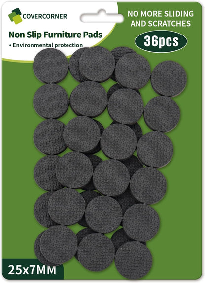 Non Slip Furniture Pads 36 PCS 1'' Square - Anti Slip Furniture Pads - Self Adhesive Rubber Feet Furniture Feet - Chair Leg Floor Protectors - Keep Furniture in Place