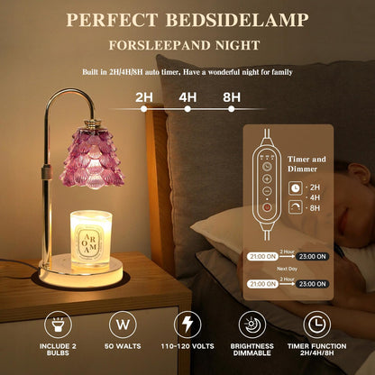 Fragrance Candle Warmer Lamp with 2 Bulbs Electric Candle Warmer with Timer & Dimmer for Home Decor