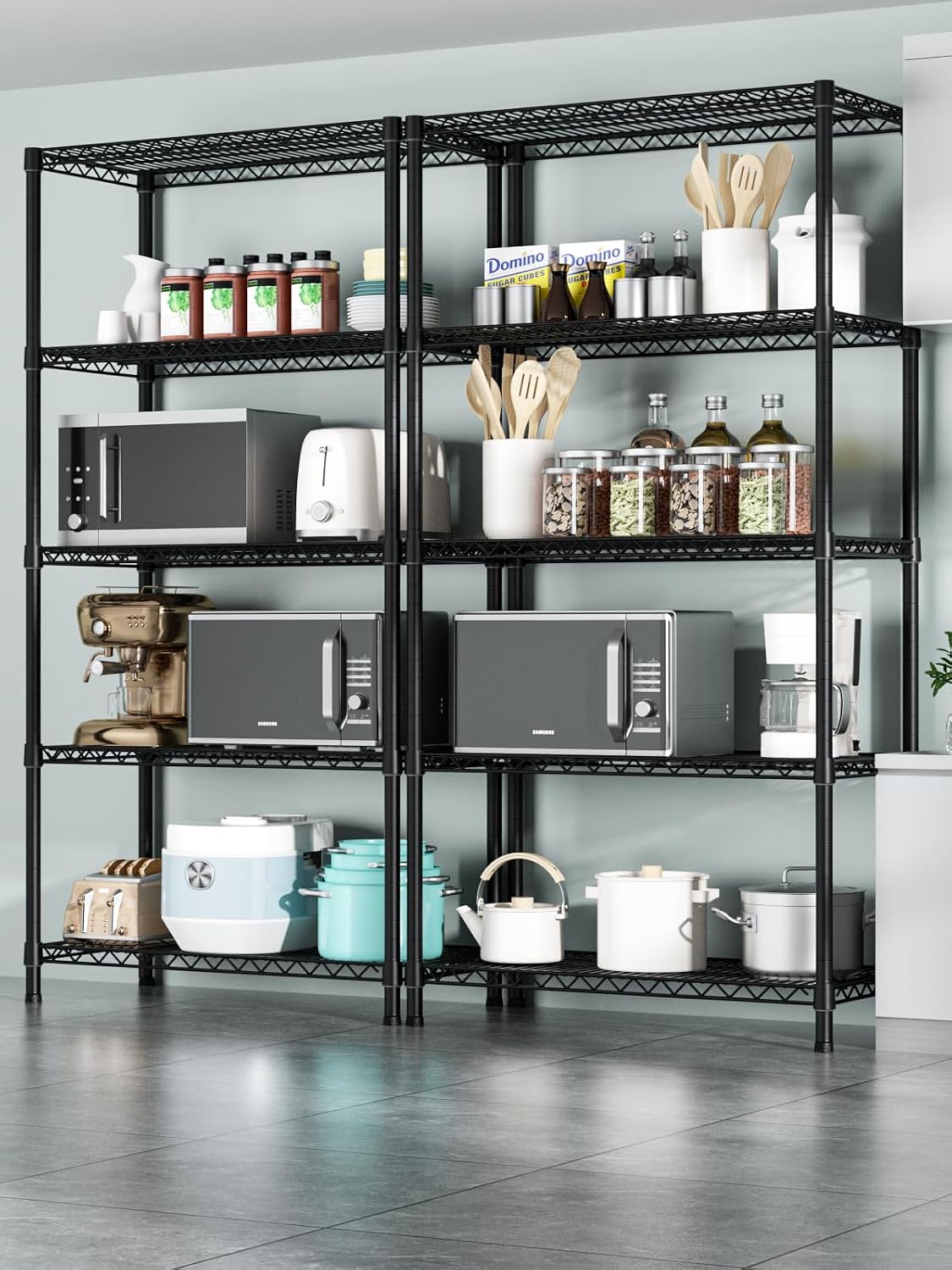 Golpart 4 Tier Adjustable Storage Shelves Metal Utility Shelf Wire Shelving Unit Organizer Rack for Home Kitchen Office Bathroom Pantry Room 12" D x 18" W x 44" H
