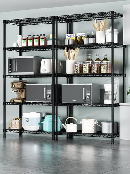 Golpart 4 Tier Adjustable Storage Shelves Metal Utility Shelf Wire Shelving Unit Organizer Rack for Home Kitchen Office Bathroom Pantry Room 12" D x 18" W x 44" H