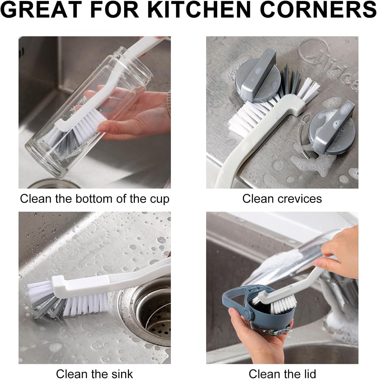 Kitchen Scrub Brush Edge Corner Cleaning Brush Hard Bristle Cleaning Supplies for Kitchen, Bathroom, Corner, Grout, Sink, Cup, Teapot, Bottle, Blender