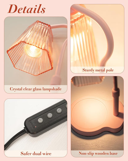Candle Warmer Lamp with Timer & Dimmable Settings, Adjustable Height Flameless Scented Wax Melter for Jar Candles, Elegant Home Decor Warmer Lamp with 2 Bulbs, Gift for Women Mom Friend Family, Black
